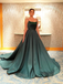 A-line Spaghetti Straps Dark Green Long Prom Dresses Evening Dress DMS21