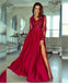 A-line V neck Long Sleeves Prom Dresses Lace Appliques Formal Gowns DMR73