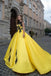 A-line Bateau Yellow Lace Appliques Ball Gown Prom Dresses Quinceanera Formal Dress DMR72