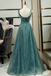 Spaghetti Straps Tulle Modest A Line Evening Dress Long Prom Dress DMR98