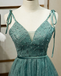 Spaghetti Straps Tulle Modest A Line Evening Dress Long Prom Dress DMR98