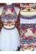 Off White Two Piece Embroidery High Neck Tulle Homecoming Dress DMM27