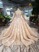 Princess Long Sleeves Ball Gown Wedding Dresses, Floral Appliques Wedding Gown DMJ95