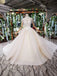 Off White High Neck Ball Gown Wedding Dresses, Open Back Beaded Wedding Gown DMJ96
