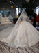 Elegant Scoop Ball Gown Wedding Dresses, 3/4 Sleeves Wedding Gown DMJ97