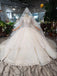 Elegant Scoop Ball Gown Wedding Dresses, 3/4 Sleeves Wedding Gown DMJ97