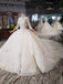 Elegant Scoop Ball Gown Wedding Dresses, 3/4 Sleeves Wedding Gown DMJ97