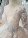 Elegant Scoop Ball Gown Wedding Dresses, 3/4 Sleeves Wedding Gown DMJ97