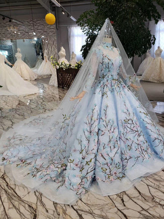 Stunning Light Blue Ball Gown Wedding Dresses, Quinceanera Dresses DMJ98