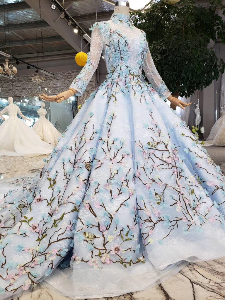 Stunning Light Blue Ball Gown Wedding Dresses, Quinceanera Dresses DMJ98