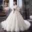 Charming Half Sleeves Ball Gown Wedding Dresses, Appliques V Neck Bridal Dress DMK2