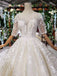 Lace Half Sleeves Ball Gown Wedding Dresses, Fashion Beading Big Wedding Gown DMK3