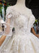 Lace Half Sleeves Ball Gown Wedding Dresses, Fashion Beading Big Wedding Gown DMK3