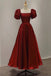 Simple Burgundy A-line Satin Long Prom Dress Women Evening Dress DMP146
