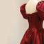 Simple Burgundy A-line Satin Long Prom Dress Women Evening Dress DMP146