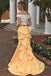 Charming 2 Pieces Off The Shoulder Yellow Long  Mermaid Prom Dresses DMH2