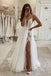 Elegant Spaghetti Straps A-Line Tulle V Neck Long Wedding Dresses DMW28