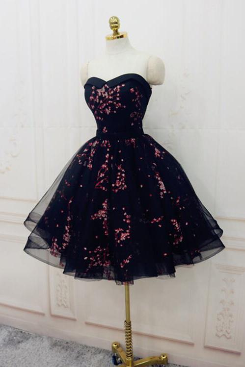 Charming Black Cute Floral Formal Dresses, Black Party Dress, Homecoming Dresses OKO72 Demodresses Charming Black Cute Floral Formal Dresses, Black Party Dress, Homecoming Dresses OKO72 Demodresses