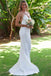 Ivory Spaghetti Straps Sexy Backless Long Lace Mermaid Beach Wedding Dresses DM274