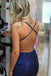 Royal Blue Sequined Tight Homecoming Dress, Short Prom Dress ,Back To School Party Dress DMHD9