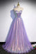 Lovely Purple Tulle and Sequins Long Sweetheart Prom Dress, Evening Dresses DM1961