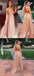Sexy Sparkly Sequins Spaghetti Strap Prom Dresses V Neck Formal Evening Dress DMH50