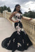 Black Mermaid Prom Dresses Strapless Embroidery Applique Sexy Prom Dresses DMP4