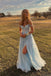 Chic Tulle Floral Lace Off-the-Shoulder A-Line Prom Dress Evening Gown DMP282