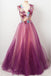 Tulle Flower A Line Prom Dresses Scoop neck Appliqued Party Dress DMP15