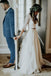 Boho Ivory Chiffon 3/4 Sleeves Two Piece Cheap Wedding Dress DMN88