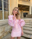 Sheath Pink Sweetheart Mini Homecoming Dress With Lantern Sleeves and Bare Shoulders DM1846