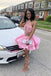 New A Line Pink Short Sleeveless Cake Homecoming Dresses With Appliques Lace DMHD33