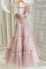 Cute A Line Pink Tulle Short Prom Dress, Pink Evening Party Dress DMP268
