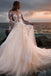 Elegant A Line Tulle Appliques Wedding Dresses with Illusion Lace Long Sleeves DMW53