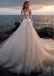 A Line Tulle Lace Long Sleeves Wedding Dresses with Illusion Bridal Dresses DMW43