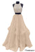 Two Piece Floor Length Burgundy Prom Dress Beaded Open Back Evening Gown DM603
