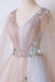 Romantic Tulle V neck Long Evening Dress,Lace Appliques Senior Prom Dress DM990