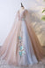 Romantic Tulle V neck Long Evening Dress,Lace Appliques Senior Prom Dress DM990