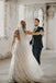 Charming Spaghetti Strap V-neck Long Lace Beach Wedding Dresses DMM91
