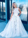 Cheap Lace Appliques Long Prom Dresses Vintage White Formal Party Dress DMN82