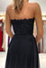 Modern Black Sweetheart Chiffon Long Prom Dresses Appliques With Split DMP153