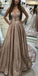 Sparkly Sequin V Neck Long Junior Prom Dresses with Straps DMI27