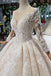 Princess Long Sleeves Ball Gown Lace Wedding Dresses, Long Bridal Dress DMN43