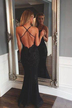 Black Backless lace Sexy mermaid beautiful Long Prom Dress DM226