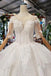 Ball Gown Half Sleeves Lace Bridal Dress with Sequins, Princess Long Wedding Dress DMN72