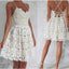 Cute Lace Ivory Short Spaghetti Straps Homecoming/Prom Dresses Dress, Sweet 16 Dresses DM237
