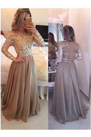 Unique A-Line Long Sleeves Formal Prom Dresses/Evening Dresses DM185
