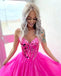 Gorgeous Ball Gown Sweetheart Fuchsia Tulle Prom Dress With Beading Sweet 16 Dresses DMP220