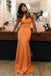 Simple Mermaid Orange Sheath Formal Evening Dress, Long Prom Dresses DMP001