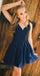 Navy Blue Short Tulle Homecoming Dresses With Lace Appliques, Semi Formal Party Dresses DM1032